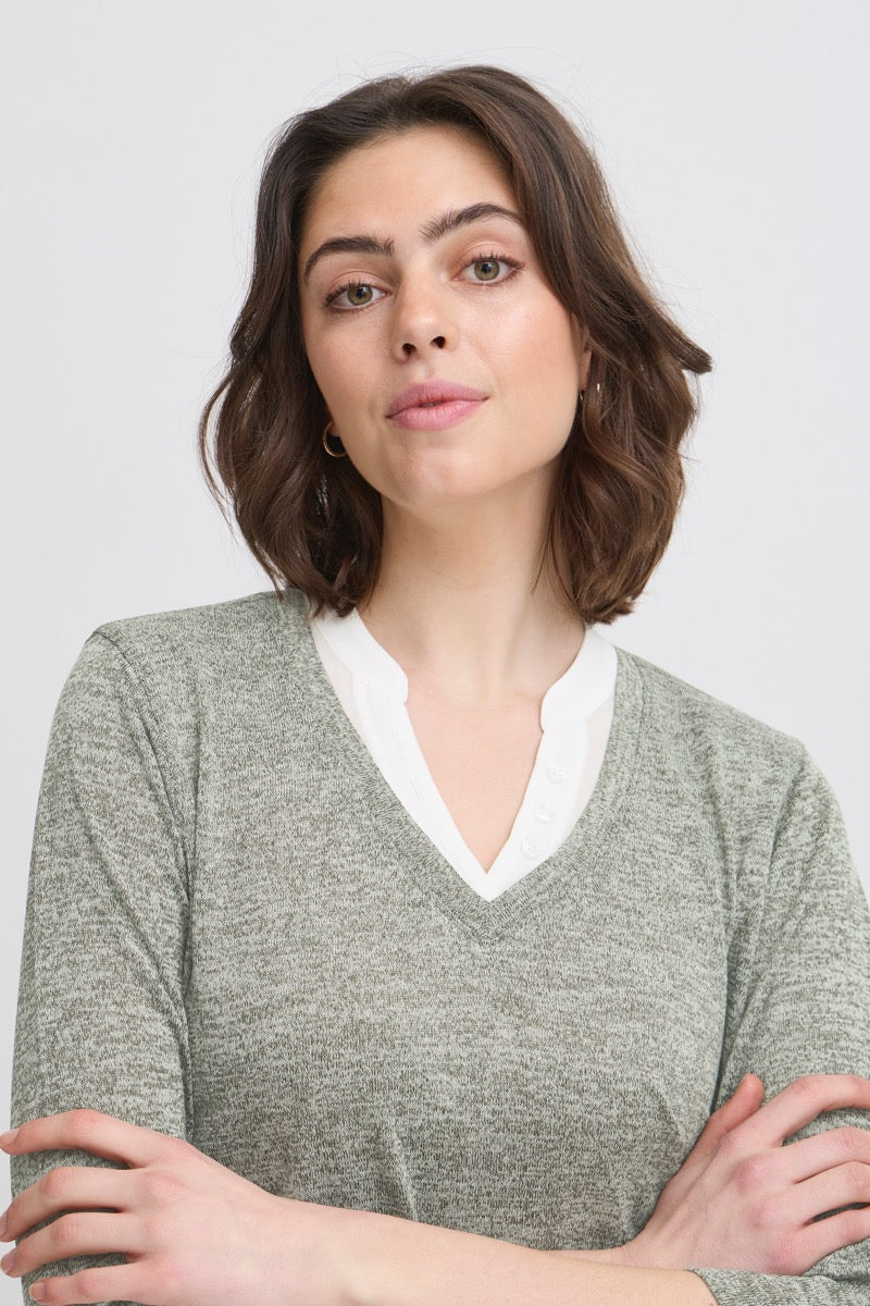 Fransa Rexan Pullover 2 Agave Grøn Melange