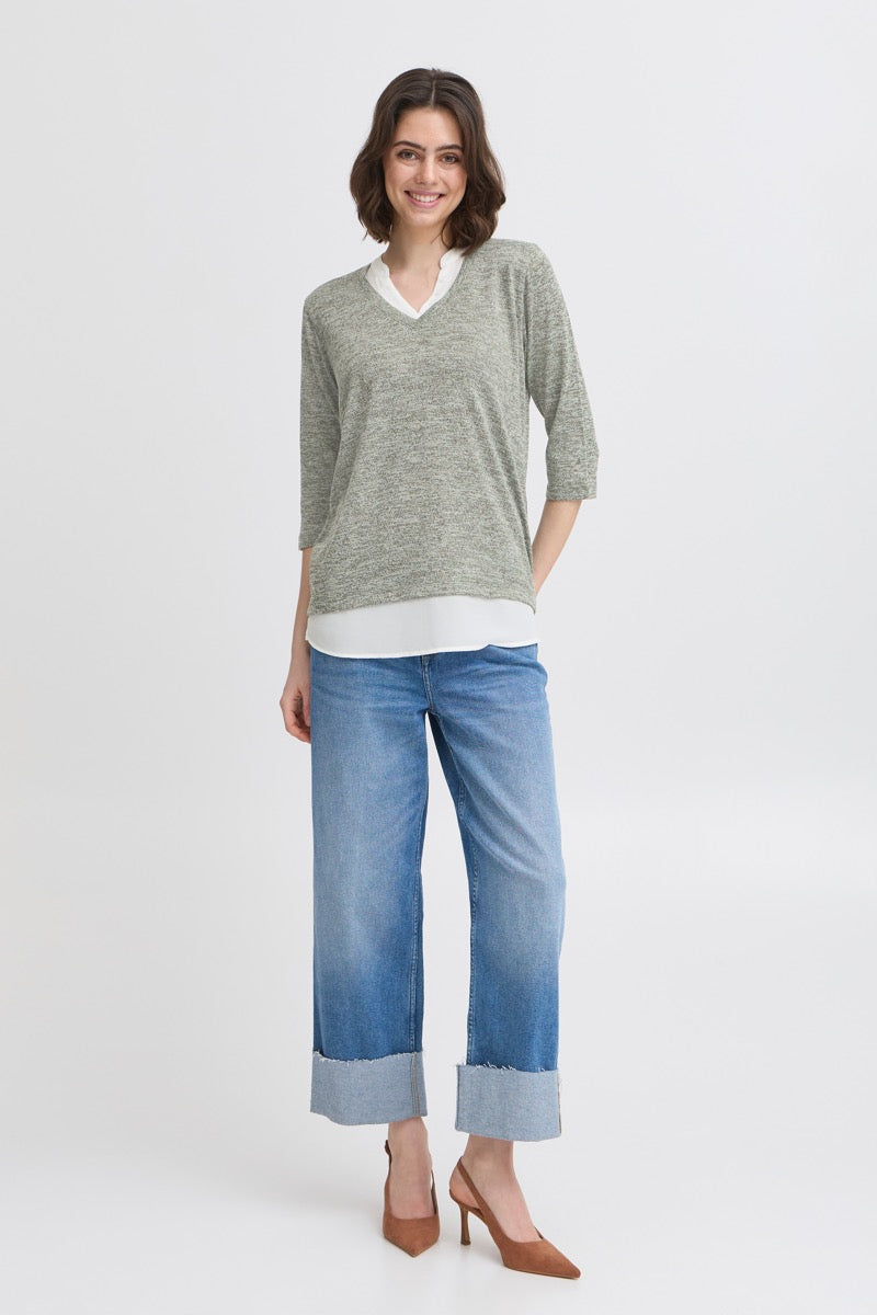 Fransa Rexan Pullover 2 Agave Grøn Melange