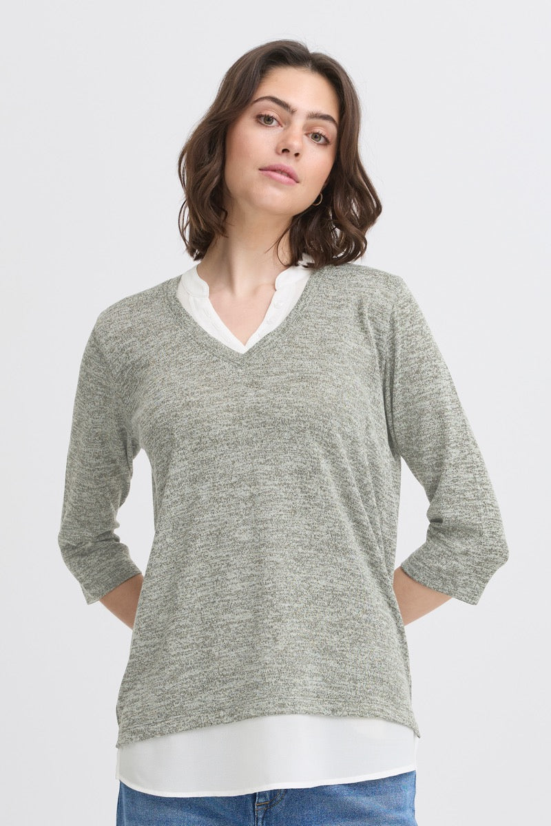 Fransa Rexan Pullover 2 Agave Grøn Melange