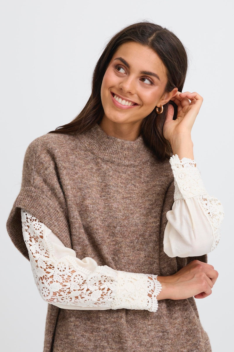 Fransa Sanny Vest 1 Cocoa Melange Brun