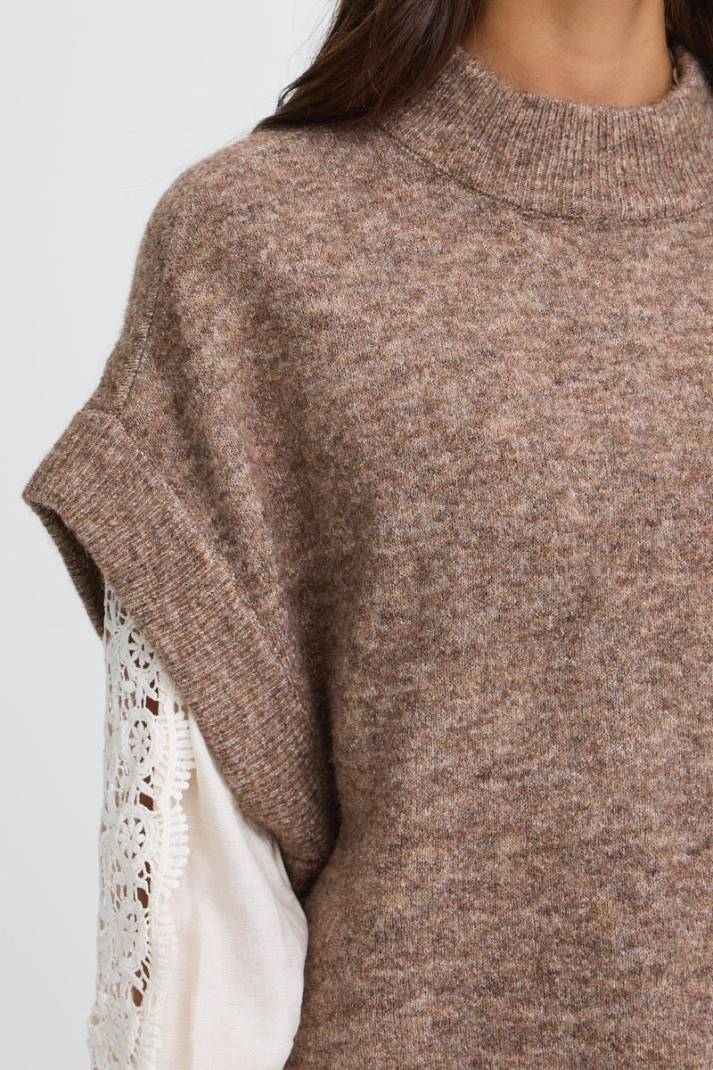 Fransa Sanny Vest 1 Cocoa Melange Brun