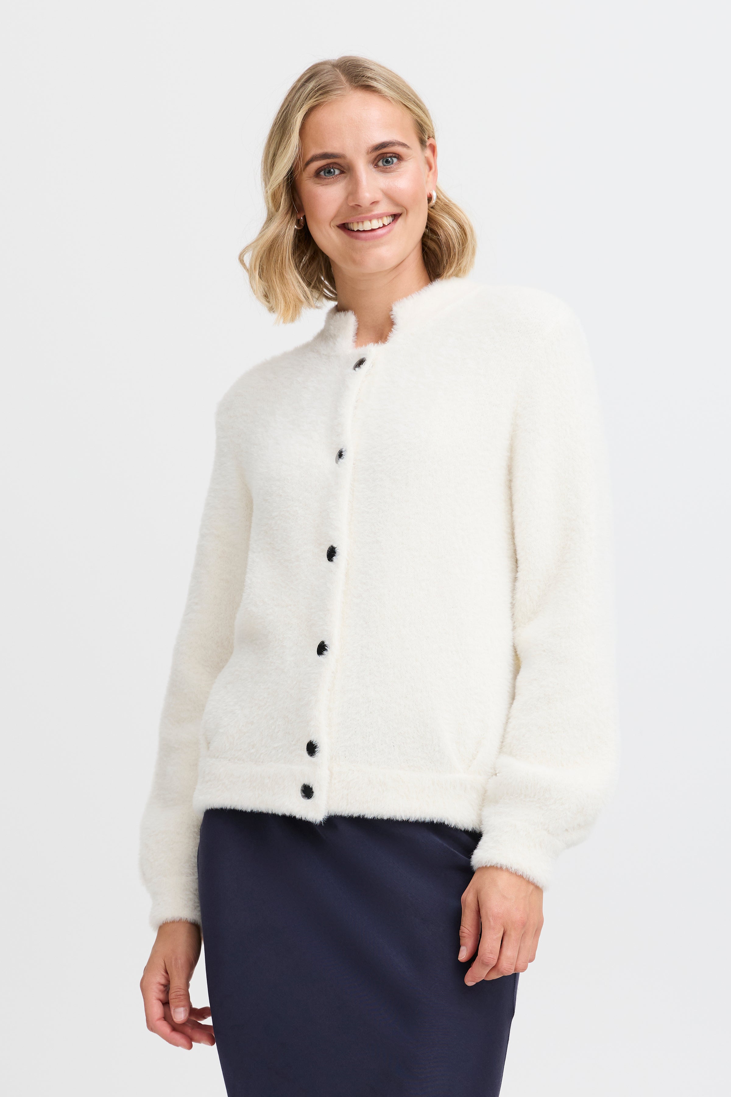 Fransa Reese 1 Cardigan Birch Hvid