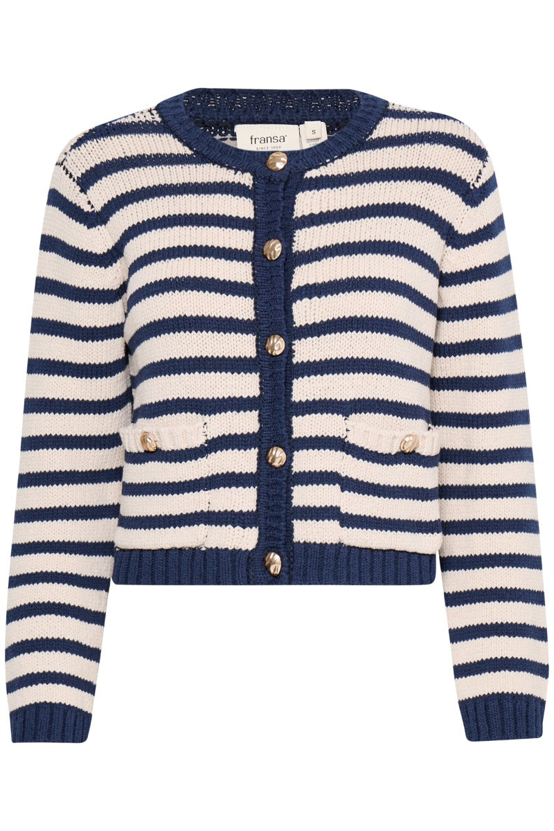 FRANSA Belinda Cardigan Beige Navy