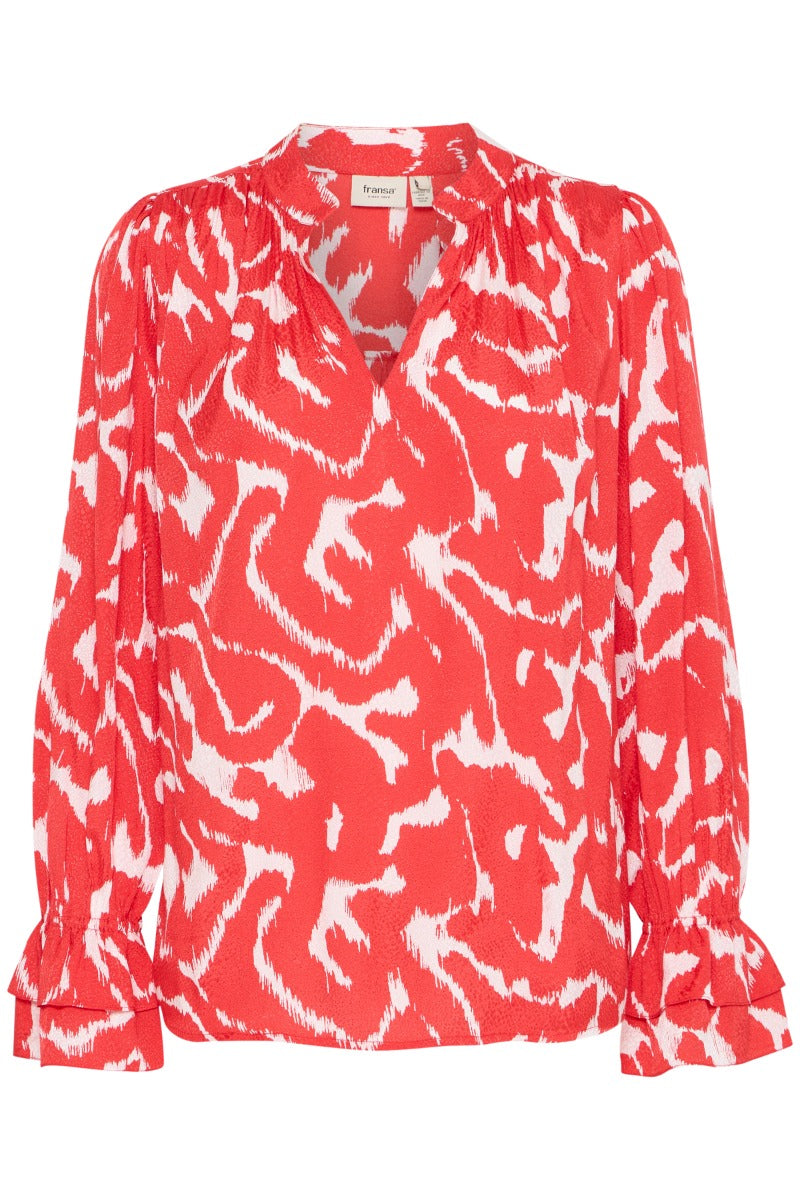 Fransa Dottle Bluse 1 Poinsettia Rød
