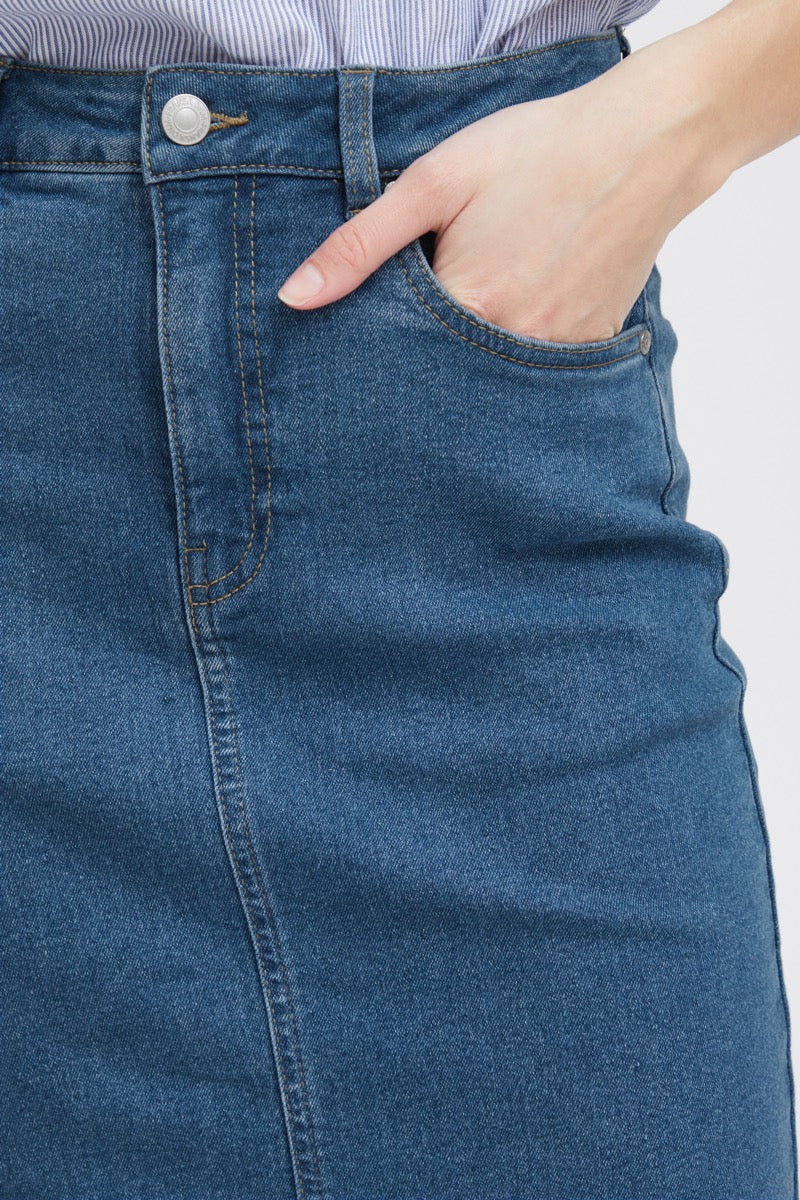 Fransa Denima Nederdel 2 Denim Mid Blå