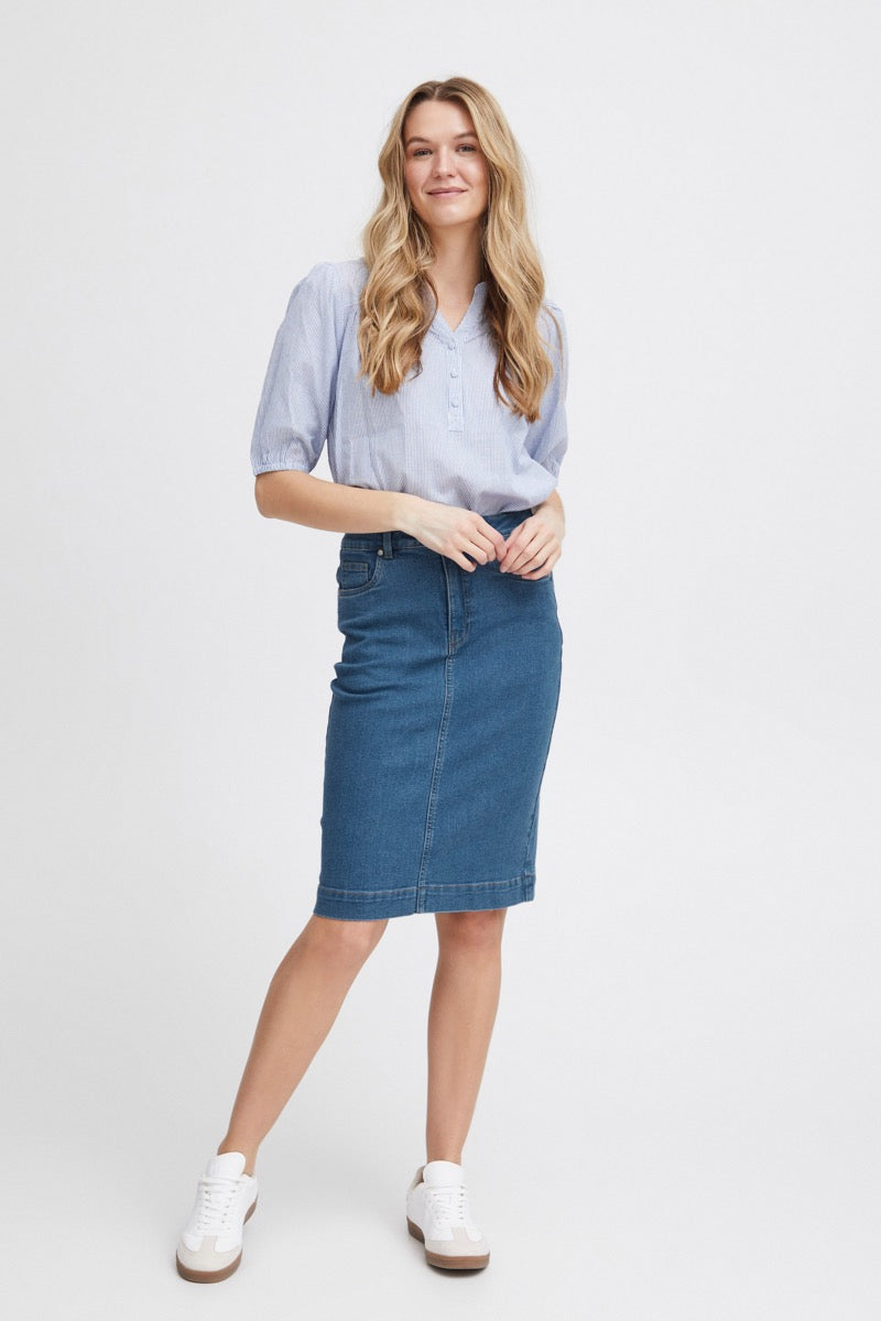 Fransa Denima Nederdel 2 Denim Mid Blå