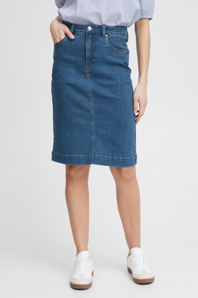 Fransa Denima Nederdel 2 Denim Mid Blå