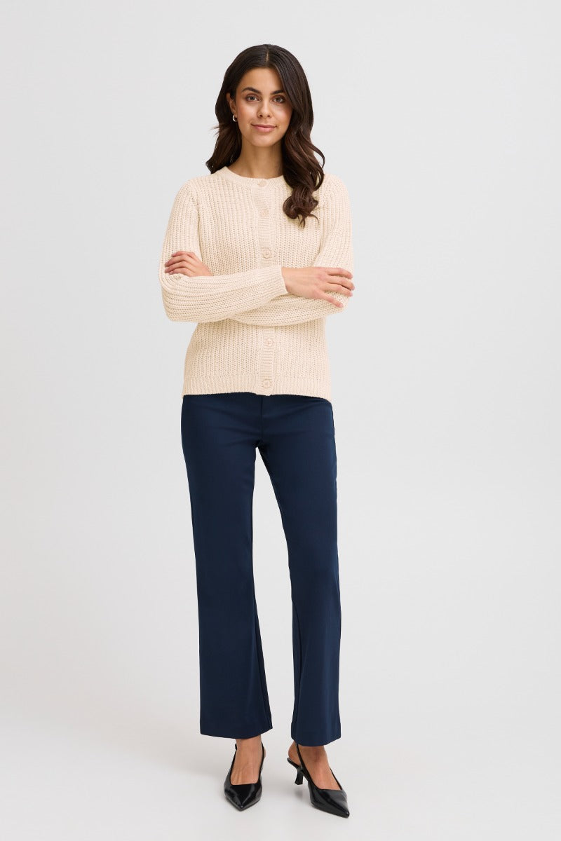Fransa Erni Cardigan 1 Limestone Melange