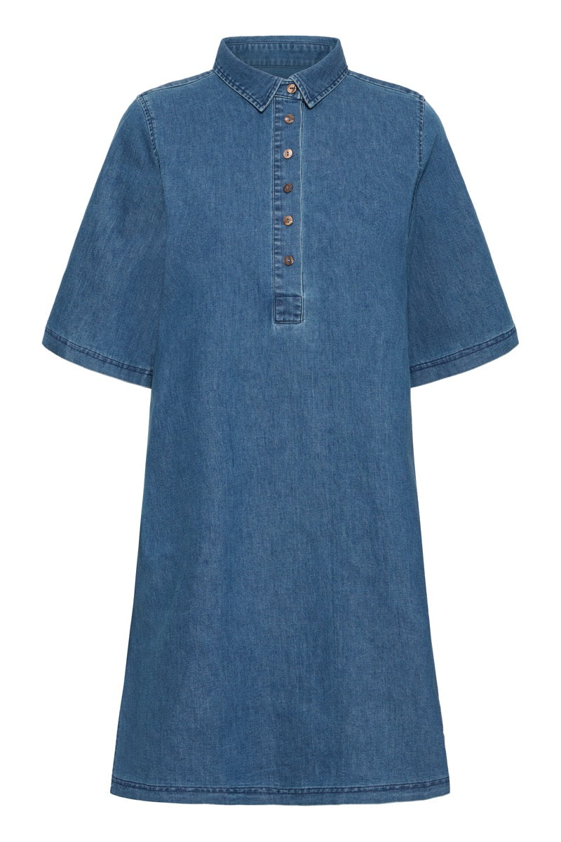 Fransa Chicago Kjole 2 Mid Blue Denim