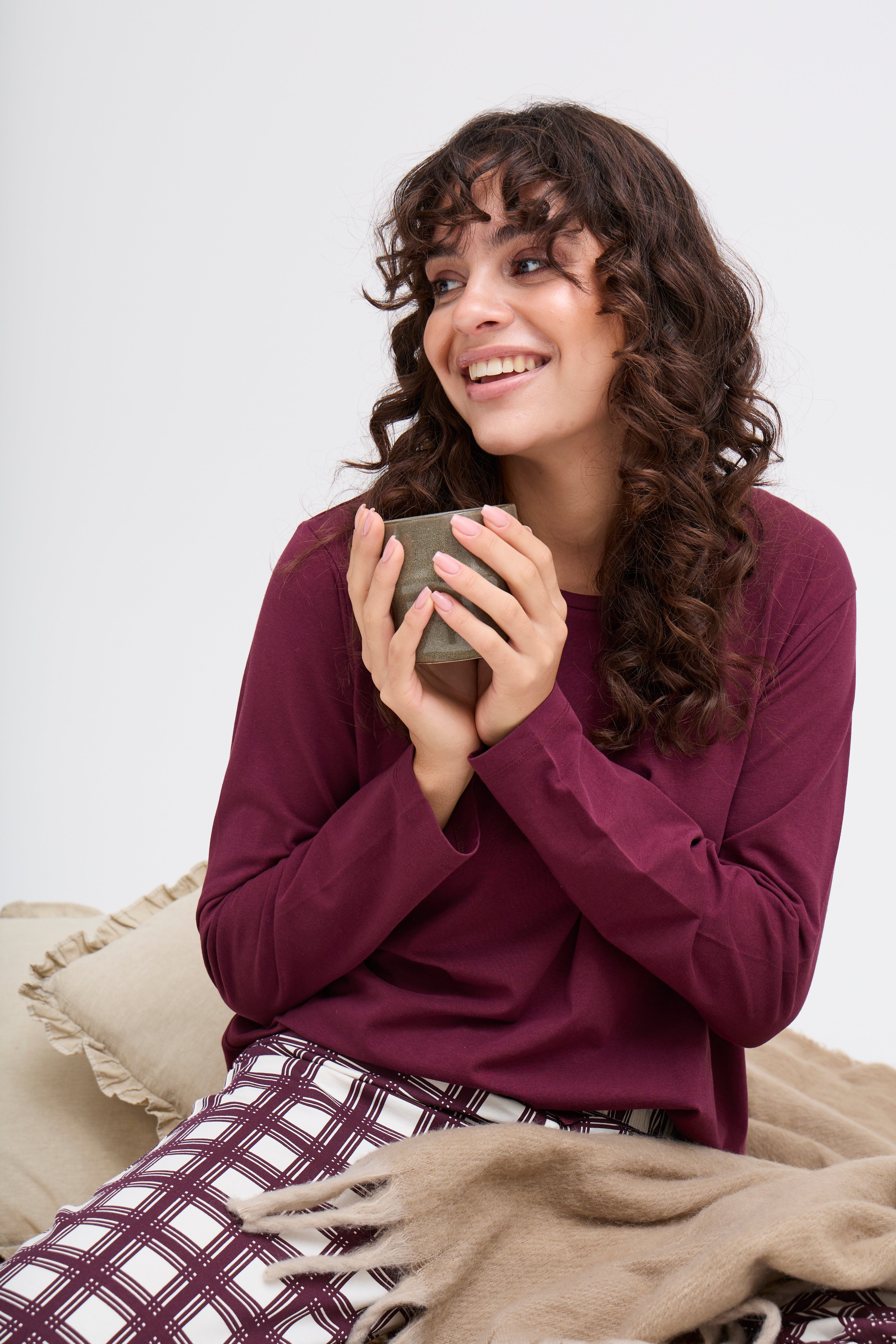 Fransa KAFI 1 Relax Sæt Bluse Buks Poinsettia Brun