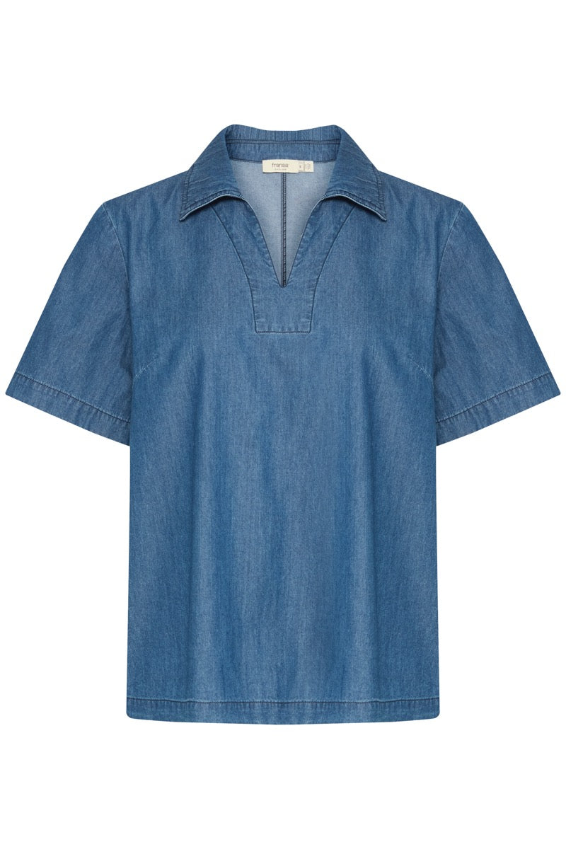 Fransa Kindra Bluse 2 Clear Blå Denim