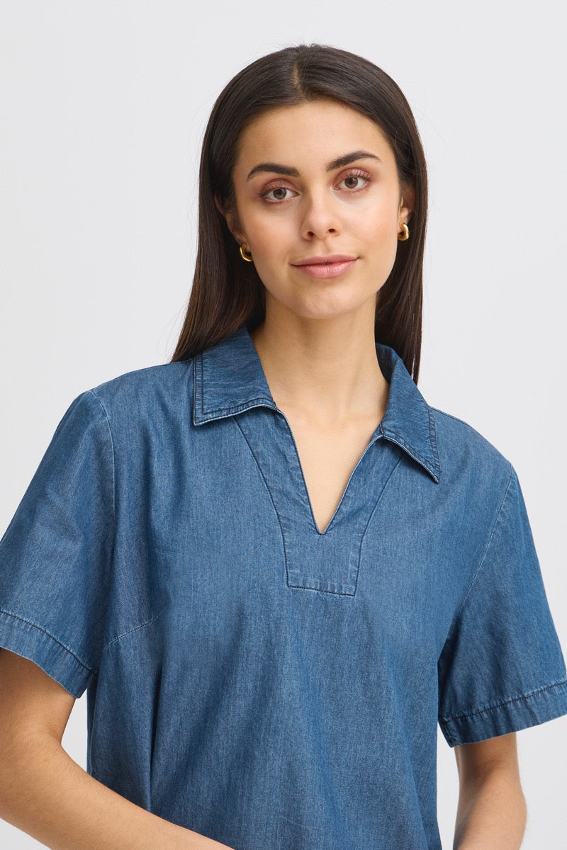 Fransa Kindra Bluse 2 Clear Blå Denim