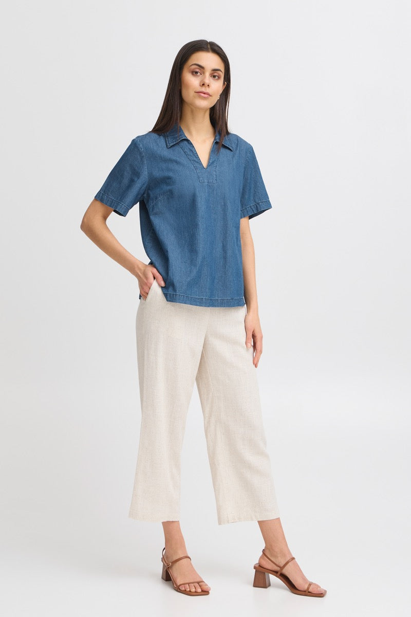 Fransa Kindra Bluse 2 Clear Blå Denim