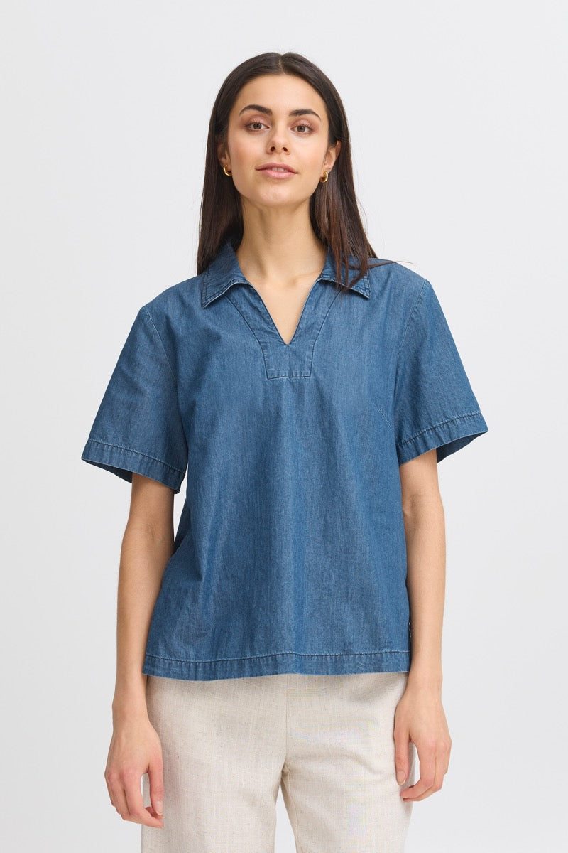 Fransa Kindra Bluse 2 Clear Blå Denim