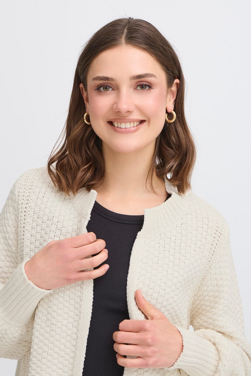 Fransa Kamille Cardigan 1 Whisper Hvid