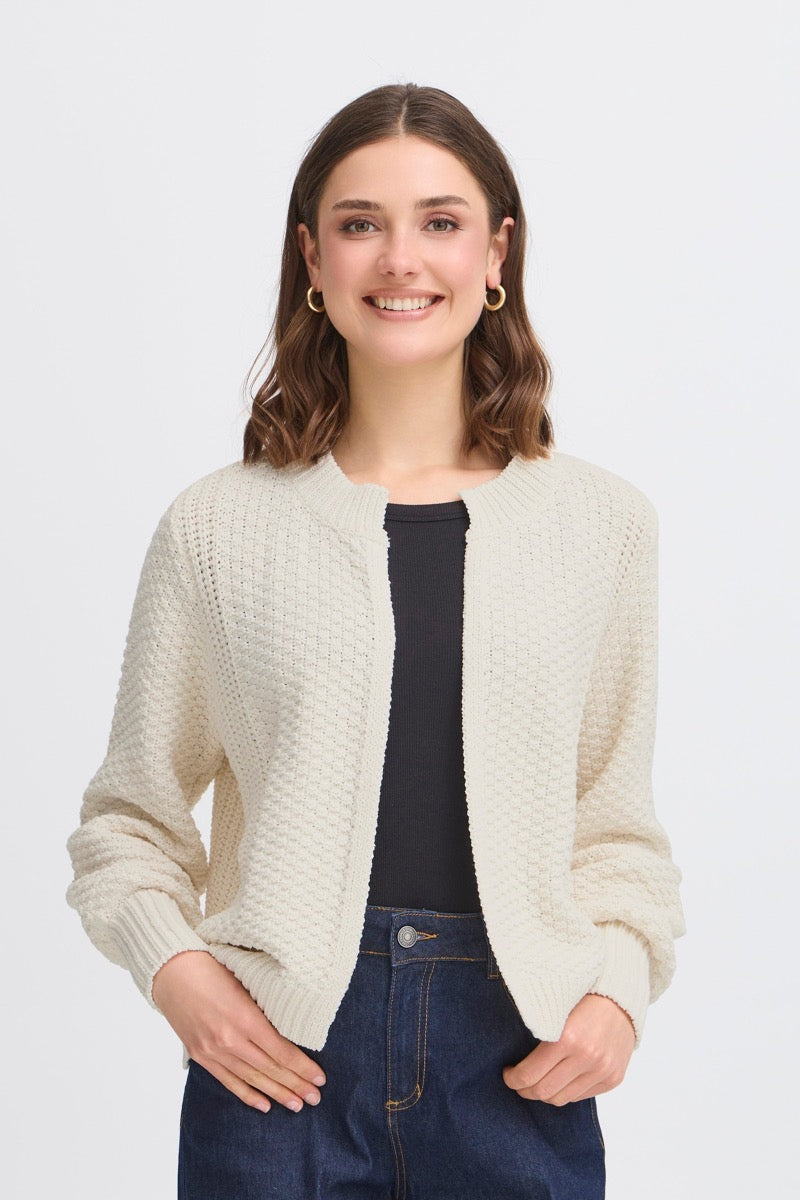 Fransa Kamille Cardigan 1 Whisper Hvid