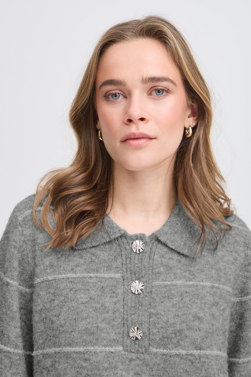Fransa Kendra Pullover 1 Stribet Asphalt Grå