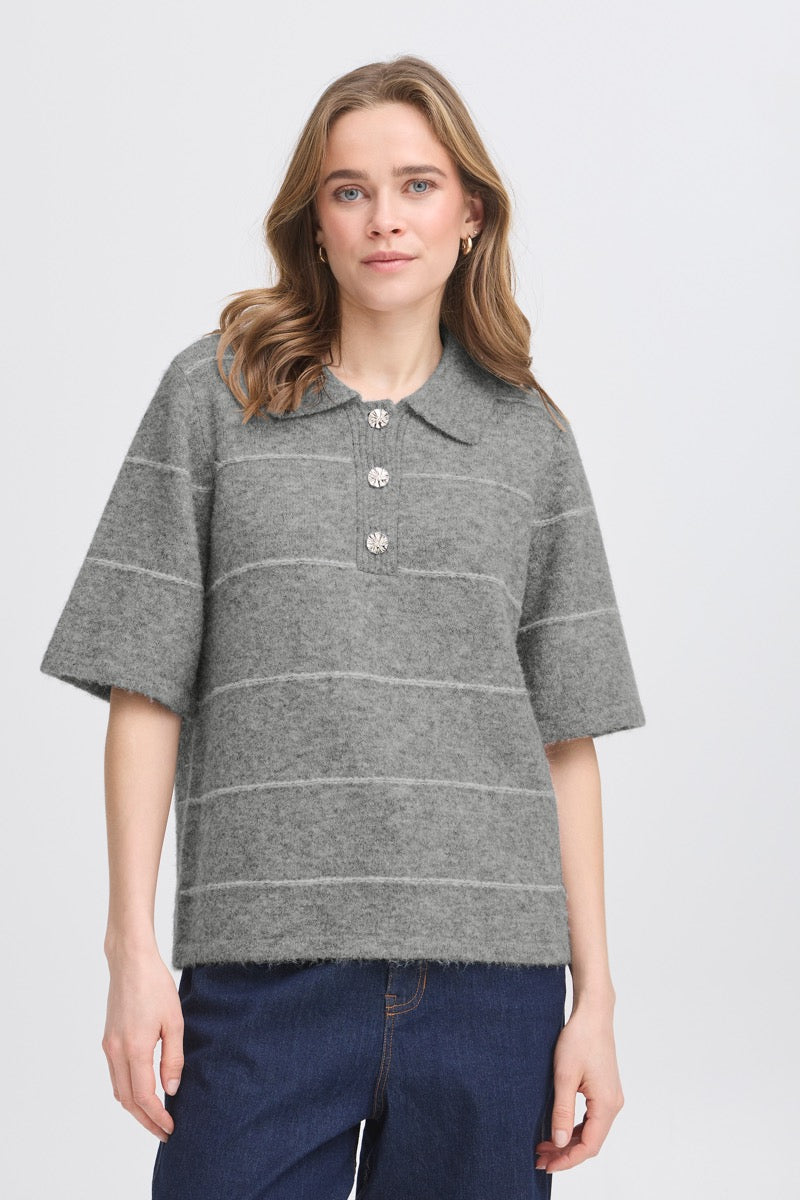 Fransa Kendra Pullover 1 Stribet Asphalt Grå