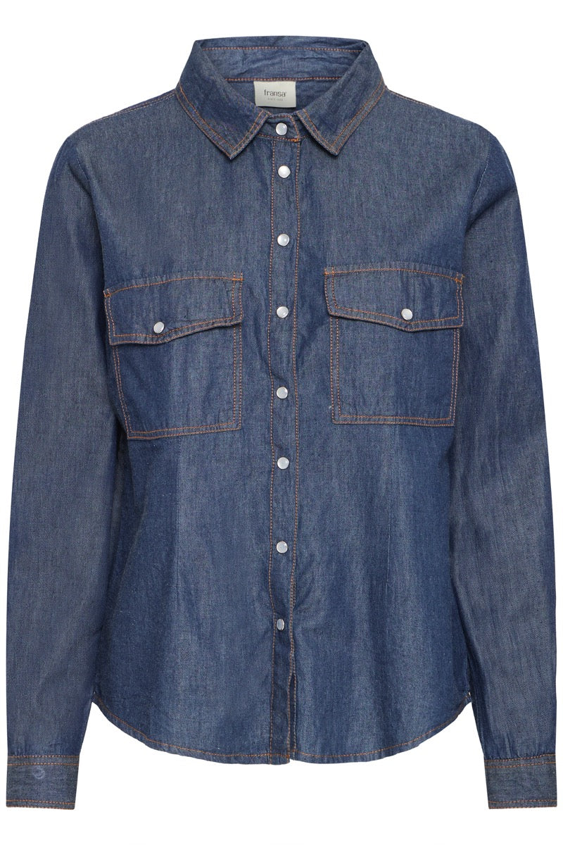Fransa Larissa Skjorte 1 Denim Raw Blå