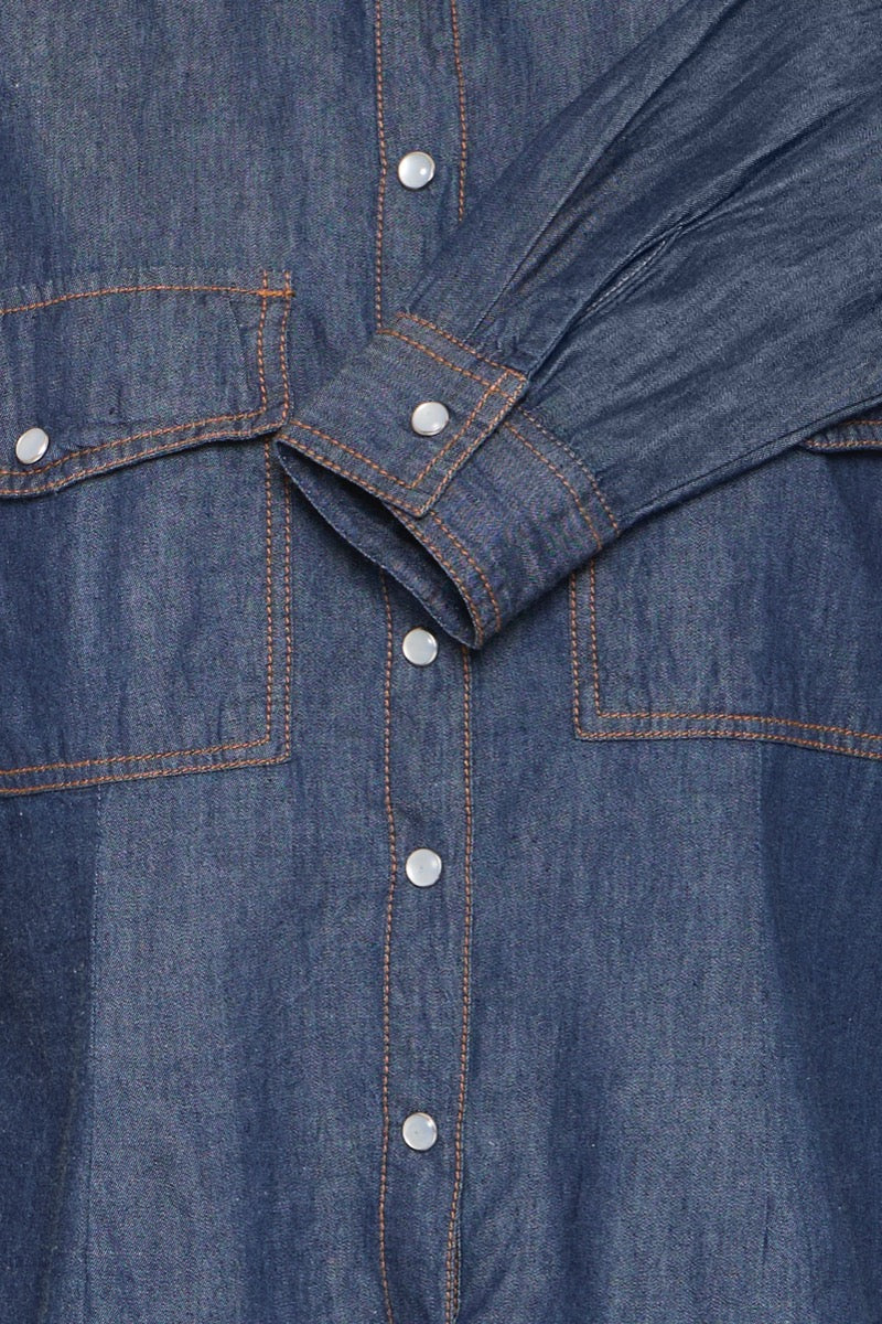 Fransa Larissa Skjorte 1 Denim Raw Blå