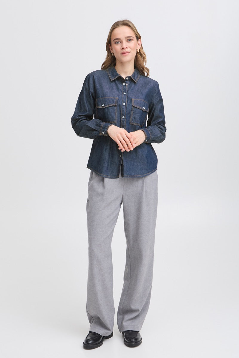 Fransa Larissa Skjorte 1 Denim Raw Blå