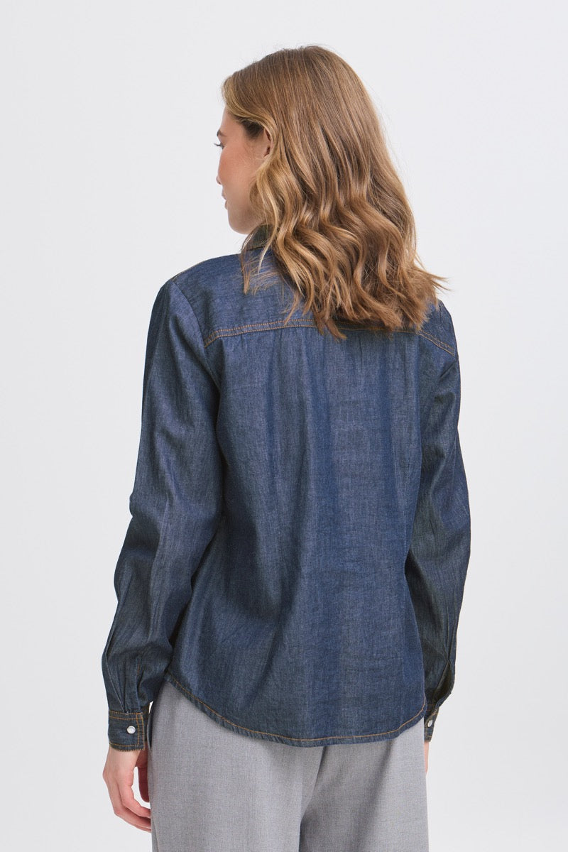 Fransa Larissa Skjorte 1 Denim Raw Blå