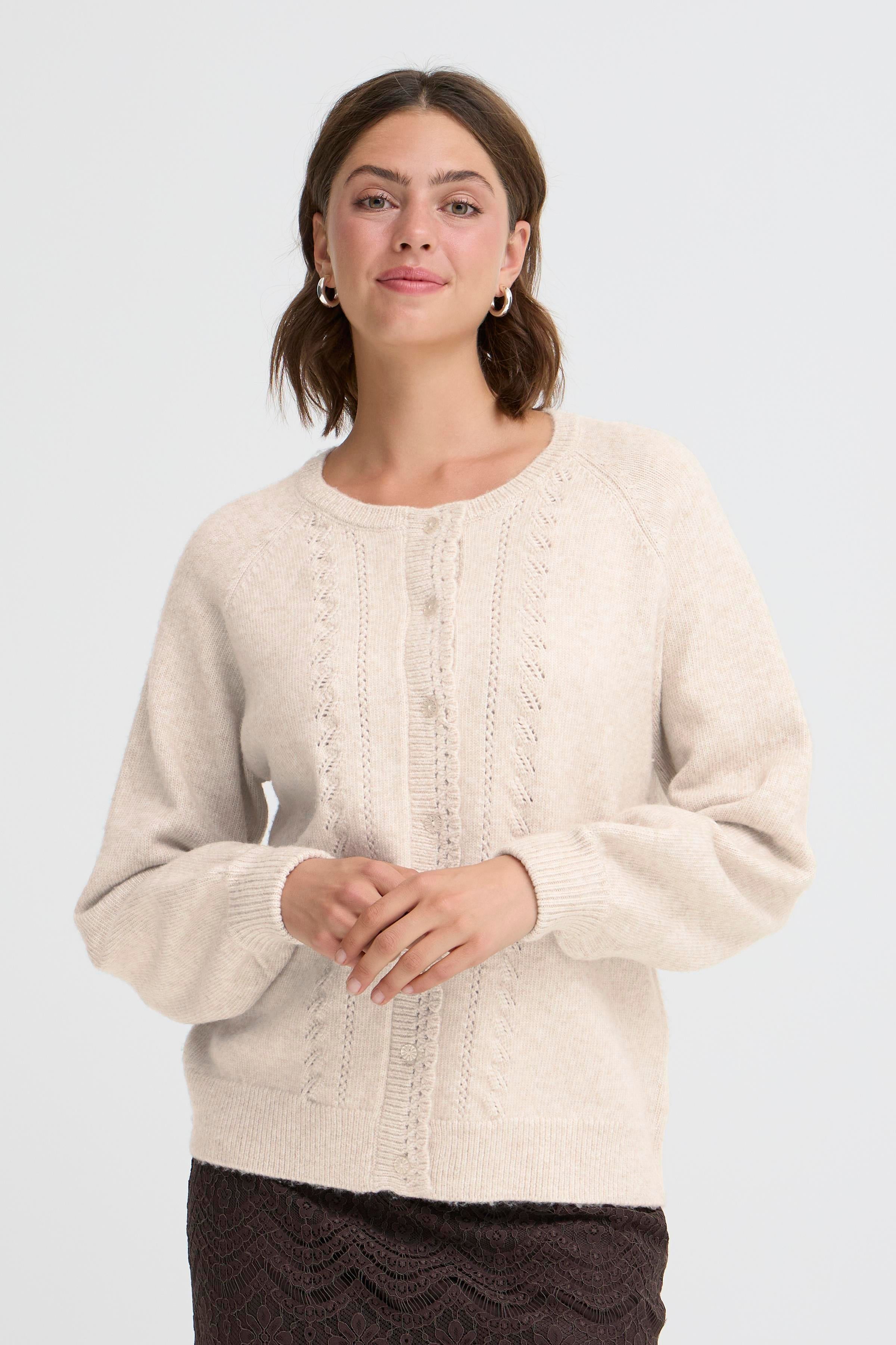 Fransa Elly 2 Cardigan Oatmeal Melange Creme