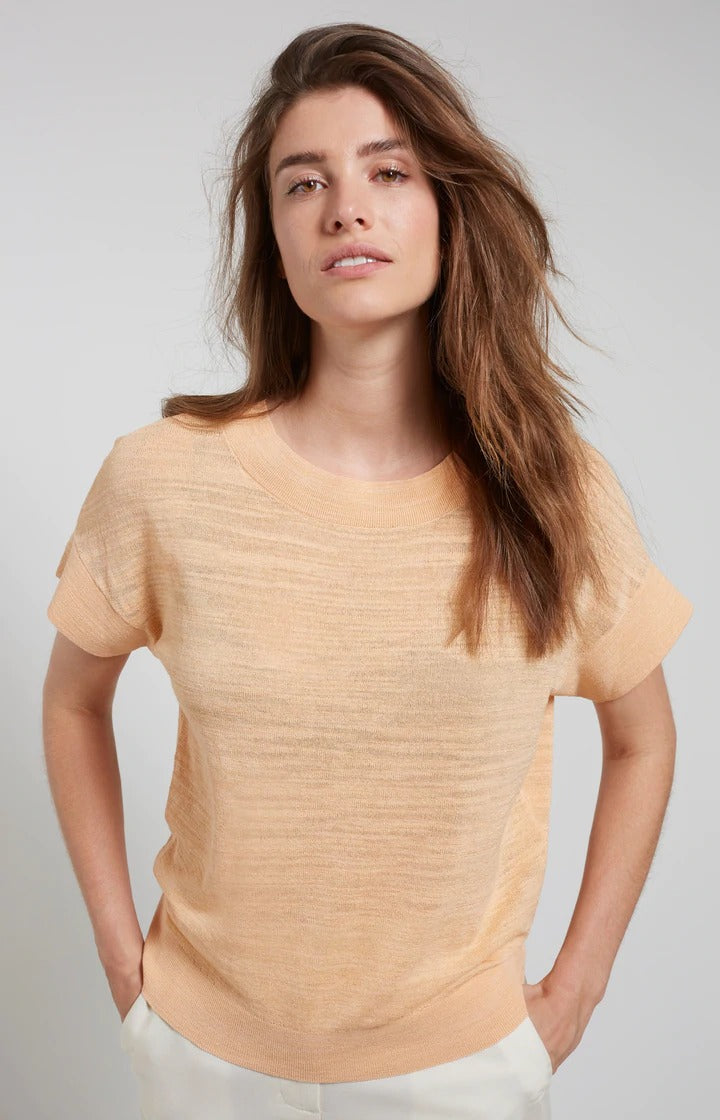 YAYA Crewneck Sweater SS Caramel Orange
