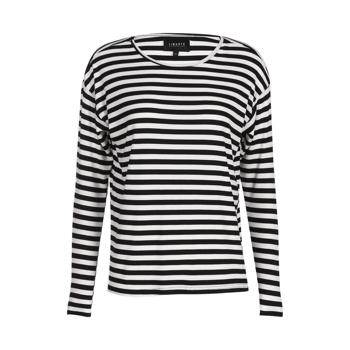 Liberte Natalia LS Boxy Bluse Stribet Sort Creme
