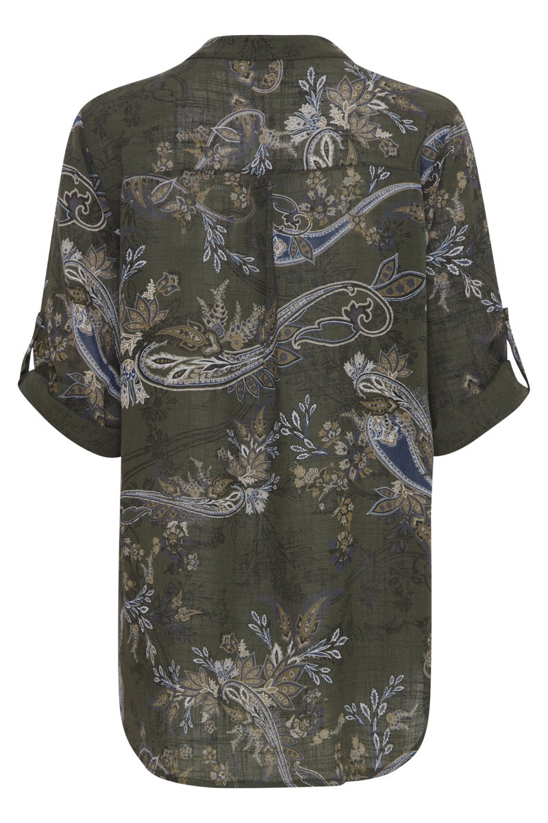 Sorbet Anna Print Bluse Beetle Grøn