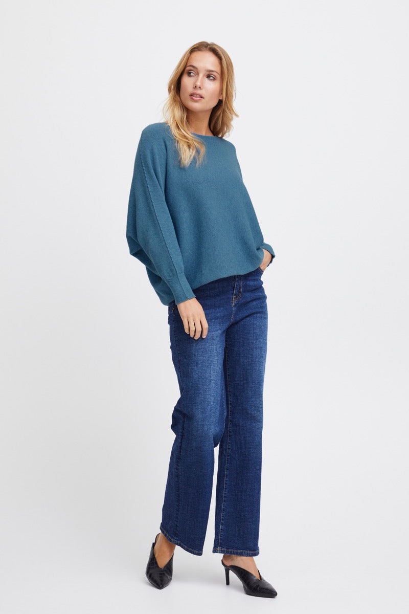 Sorbet Basil Strik Bluse Jeans Blå