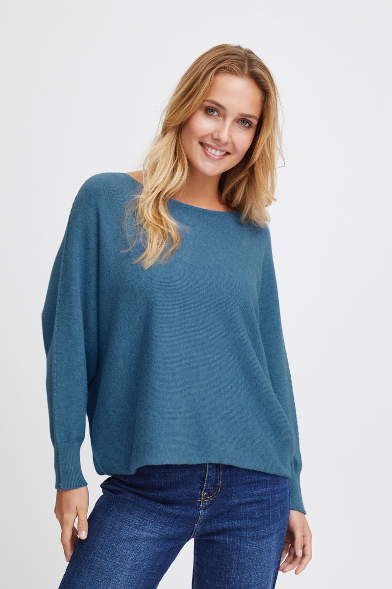 Sorbet Basil Strik Bluse Jeans Blå