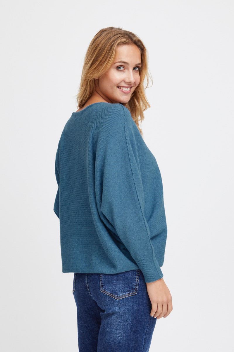 Sorbet Basil Strik Bluse Jeans Blå