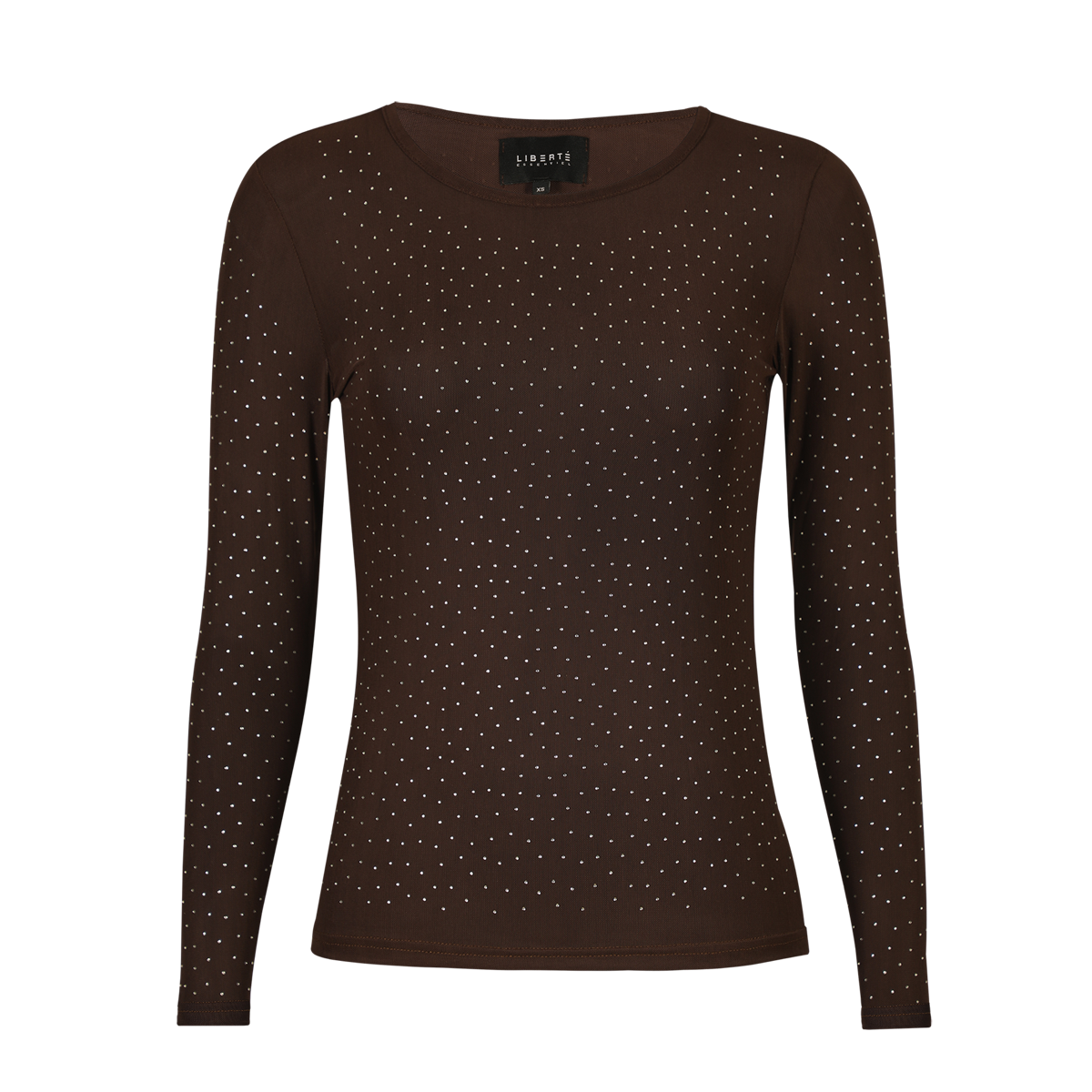 Liberte Mesh T-shirt Sparkle Langærmet Diamond Dot Mørkebrun