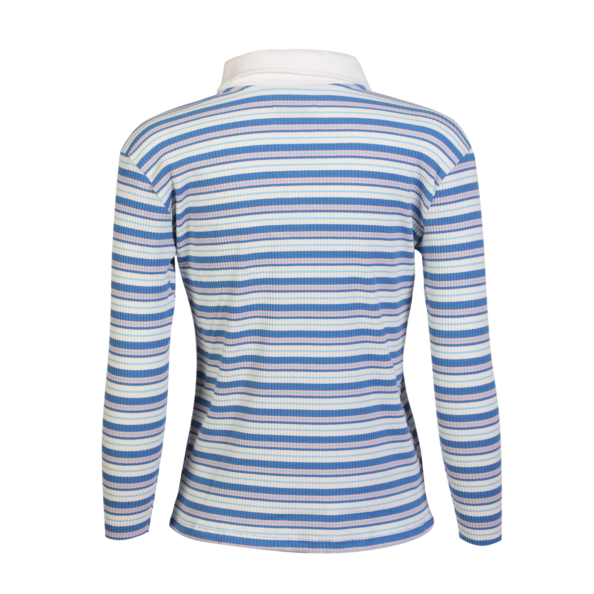 Liberte Natalia LS Polo Bluse Blå Hvid Rosa Stribet