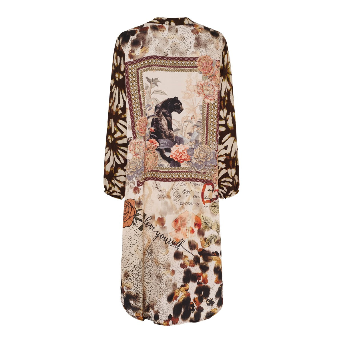 Marta Du Chateau Eugenia Kjole Blomster Leopard Originale Brun