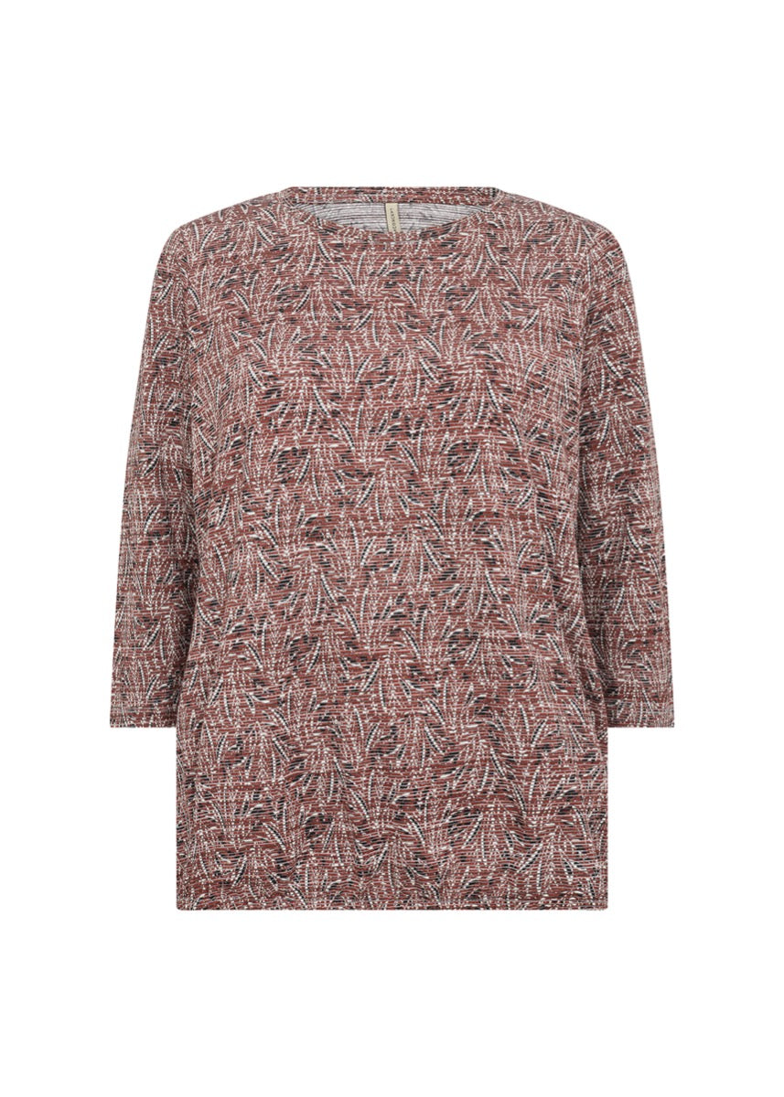 Soyaconcept Galina 35 T shirt Rød Blad Mønster