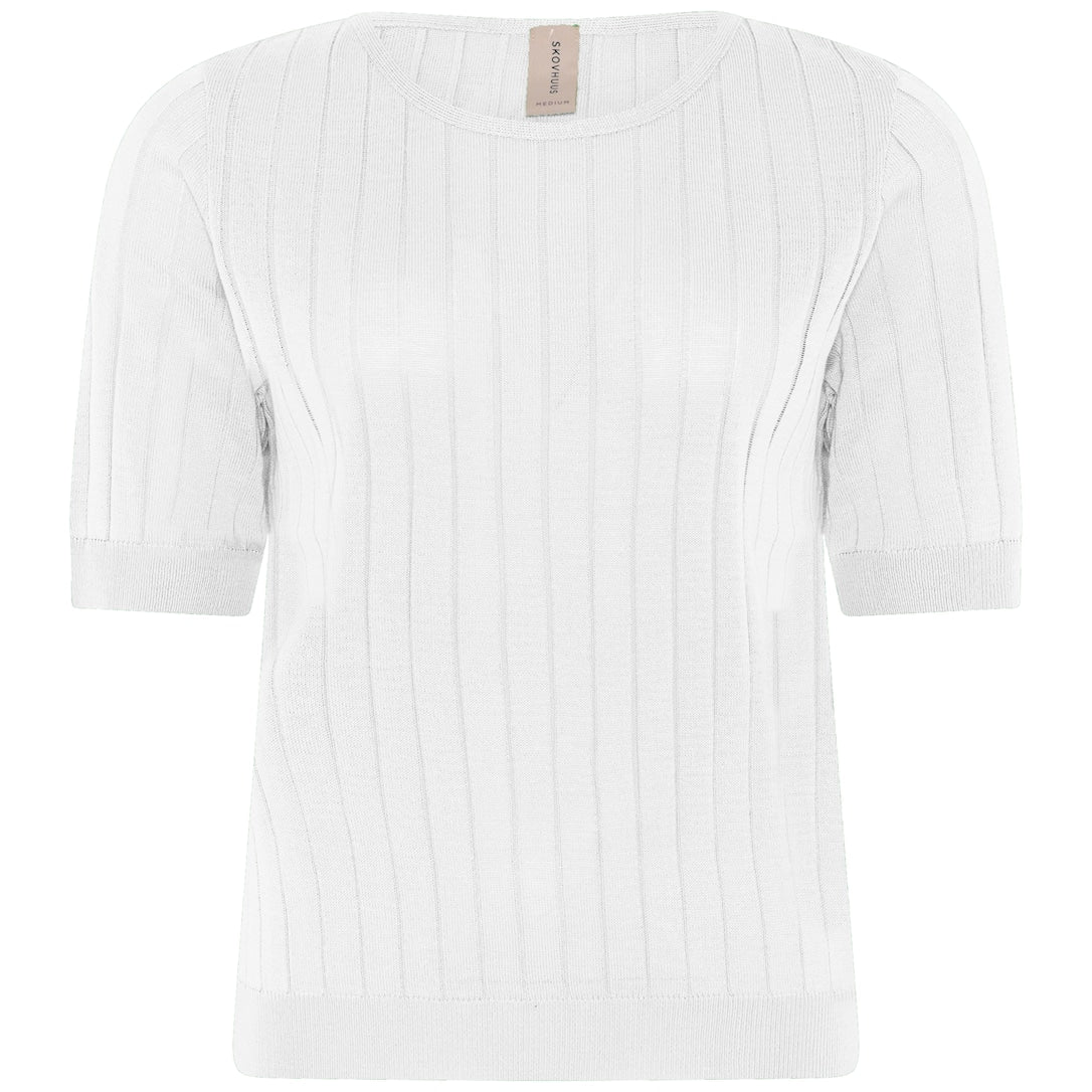 Skovhuus Ribknit O-Neck T-shirt Hvid