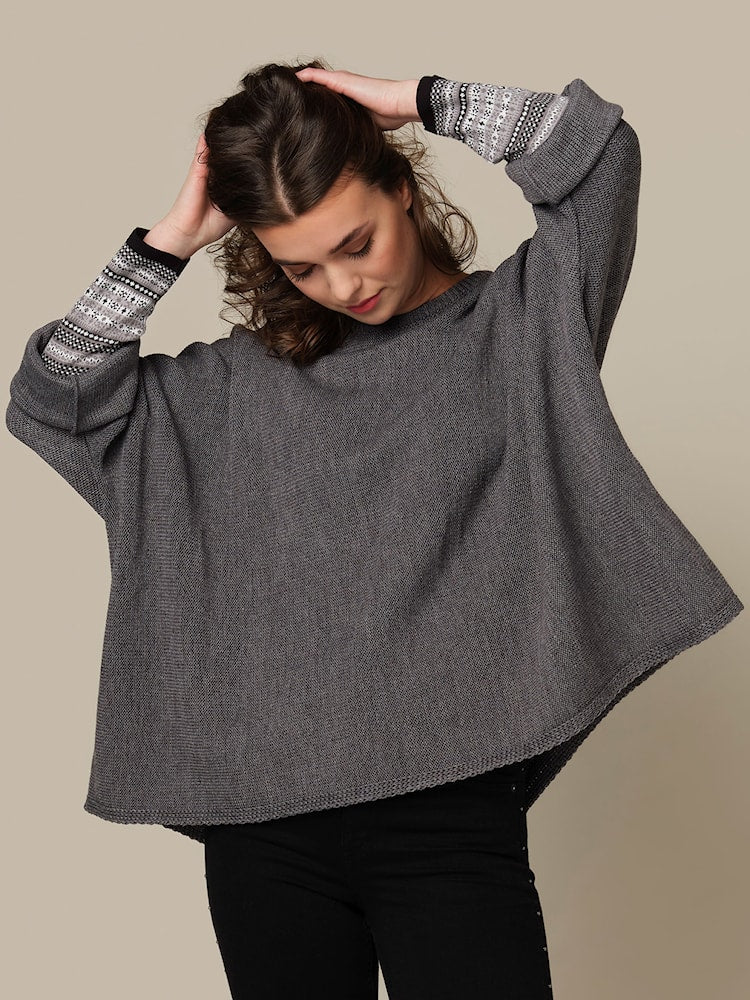 Skovhuus Oversized Pullover Flagermusærmer Zink Grå