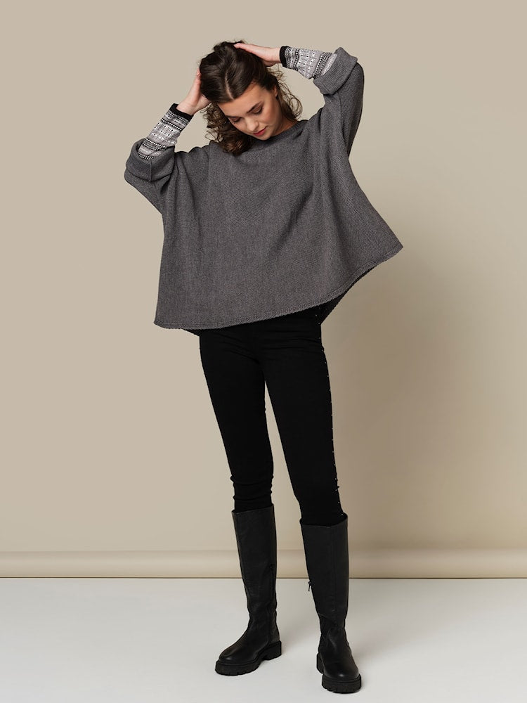 Skovhuus Oversized Pullover Flagermusærmer Zink Grå