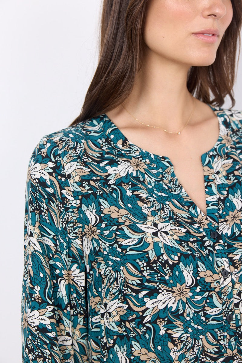 Soyaconcept Tarita 2 Bluse Blomstret Mørke Grøn
