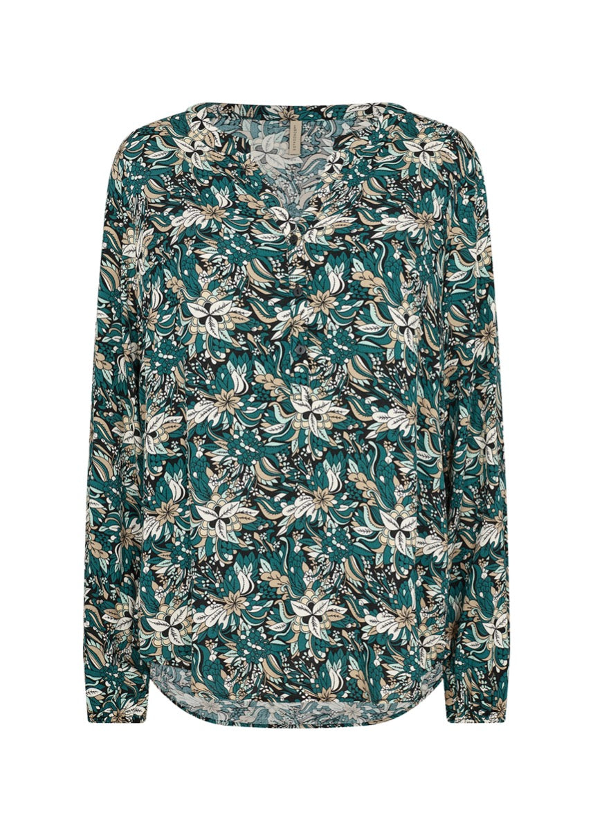 Soyaconcept Tarita 2 Bluse Blomstret Mørke Grøn