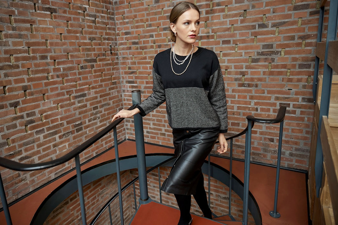 Skovhuus Pullover Herringbone Stitch Sort