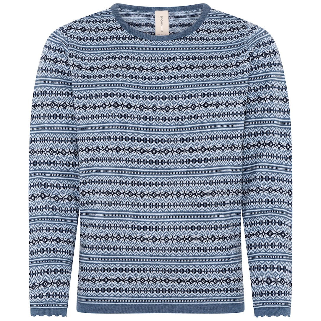Skovhuus Nynne Strik Pullover Feminine Jaquard Indigo Blå