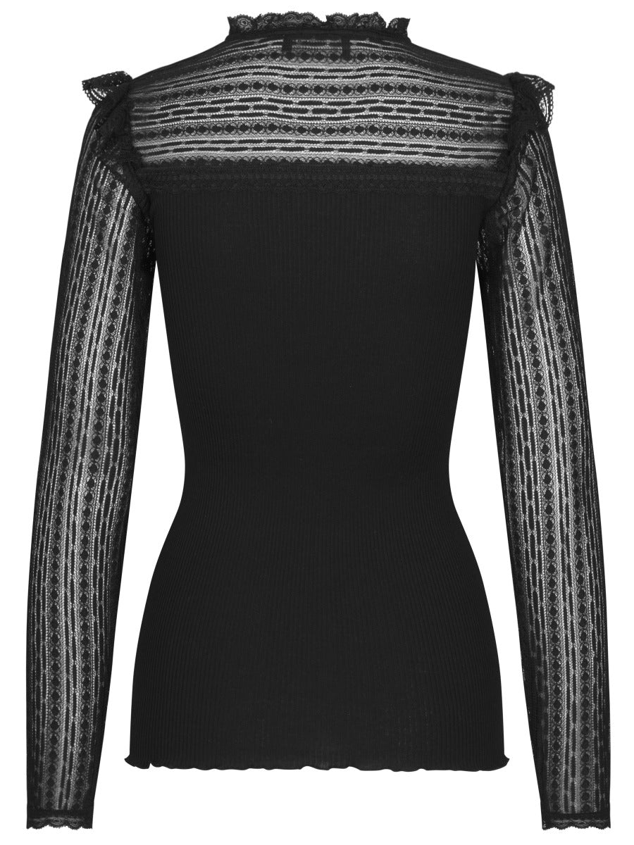 Rosemunde Copenhagen Silke T-Shirt Lange ærmer w Lace Sort