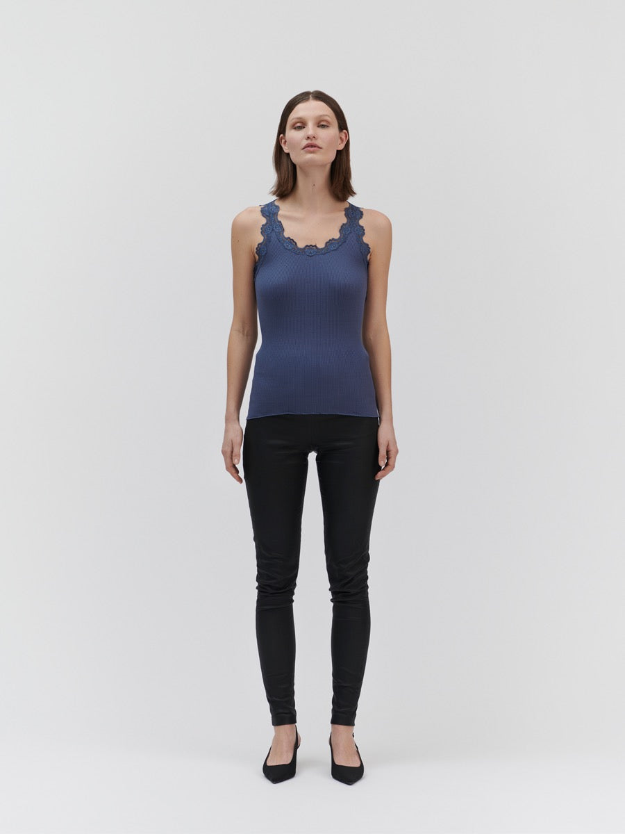 Rosemunde Copenhagen Silke Top w Lace True Navy