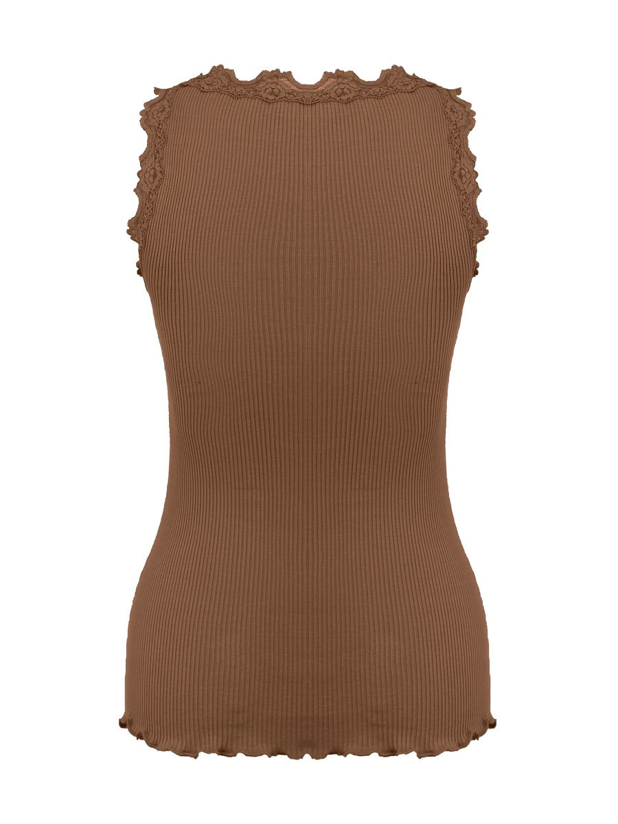 Rosemunde Copenhagen Silke Top w lace Dark Camel Brun