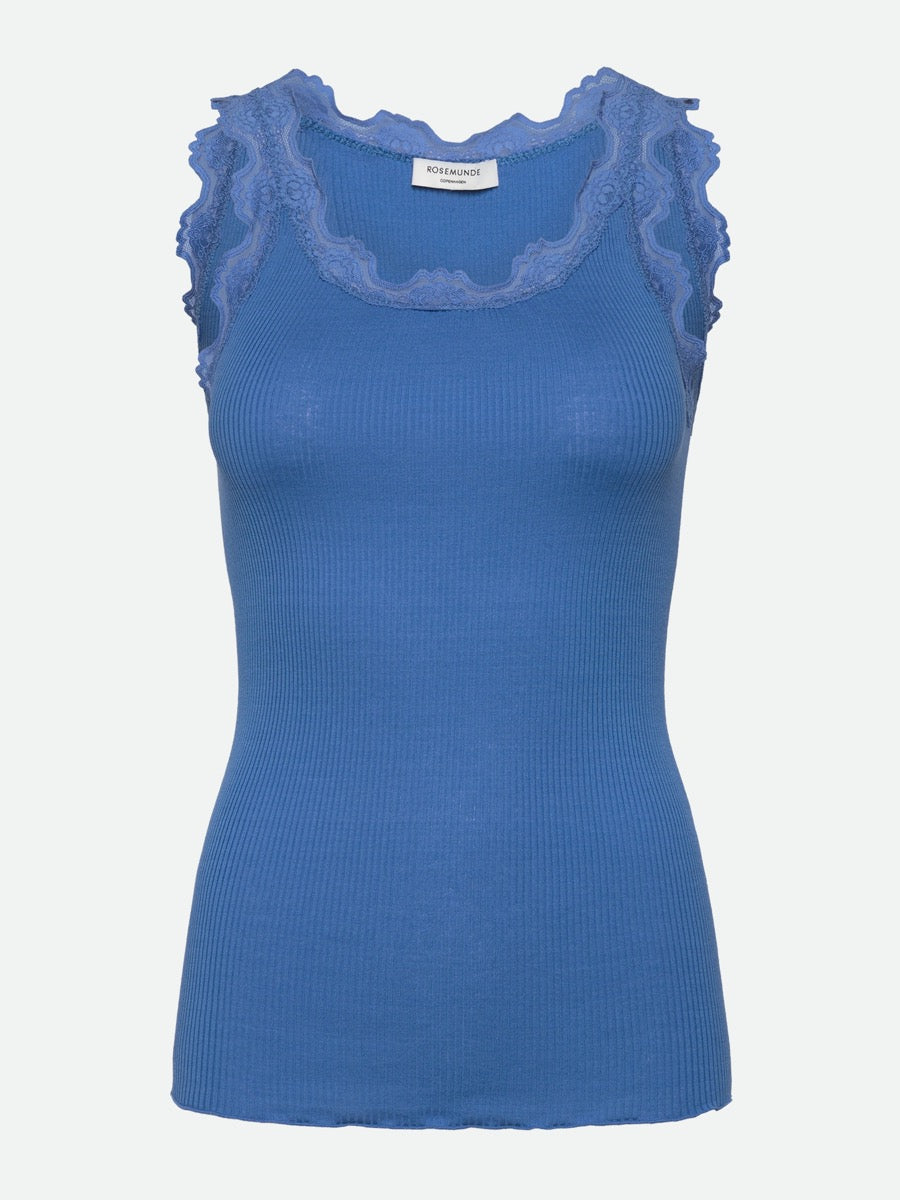 Rosemunde Copenhagen Babette Silke Top w Lace French Blå