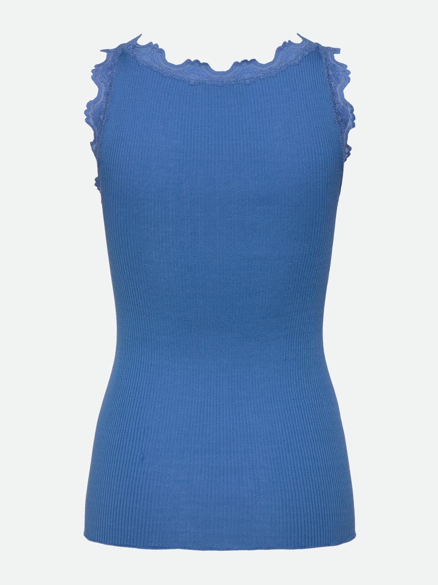 Rosemunde Copenhagen Babette Silke Top w Lace French Blå