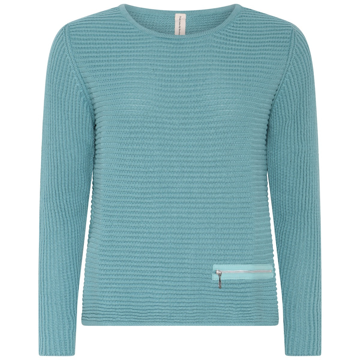 Skovhuus Irene Strik Pullover w Zipper Effect Eucalyptus Grøn